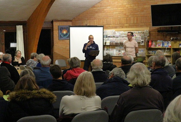 Armstrong Hall Trust member Danny Bonnett addresses the public meeting on December 7