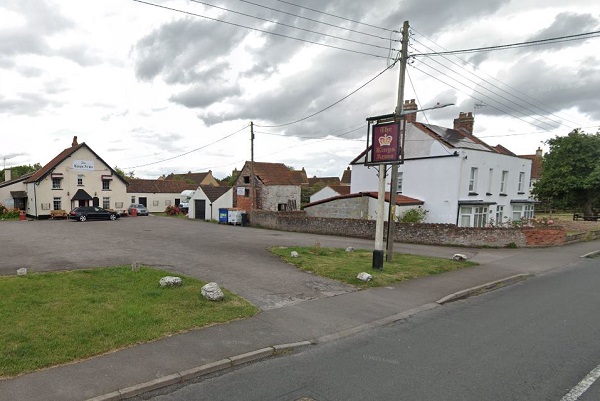 The car park in front of the Kings Arms pub in Pilning