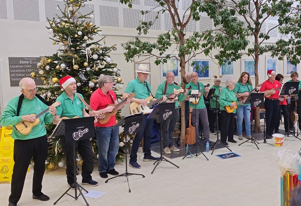 Members of Thornbury Ukeaholics perform at the Bristol Heart Institute