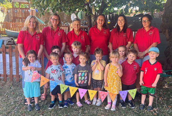 Staff and children at Stepping Stones Pre-School