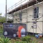 Scaffolding on Cossham Hall for the Armstrong project
