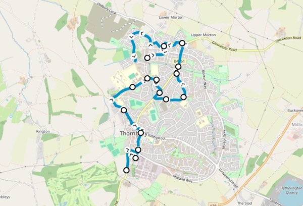 The 65 bus route in Thornbury