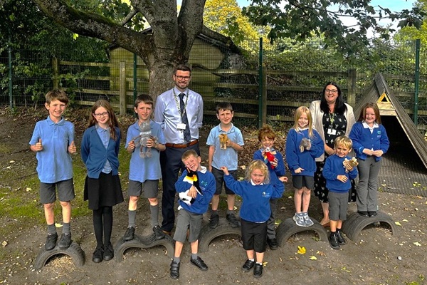 Staff and children at Tortworth Primary School